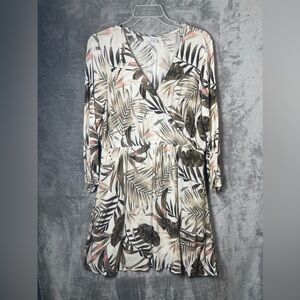 Tropical Print Wrap Dress